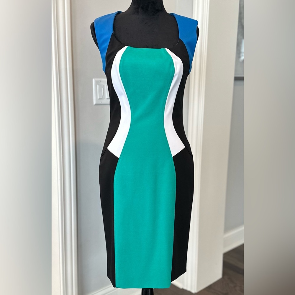 MARIA GRAZIA SEVERI Midi Dress color-blocked FITTED Women size 44 Italy - Picture 1 of 15